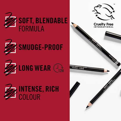 Rimmel Soft Kohl Kajal Professional Eyeliner Pencil, Intense Long-Lasting Colour, Up to 12 Hours Wear, Smudge Proof, 1.2 grams, Jet Black